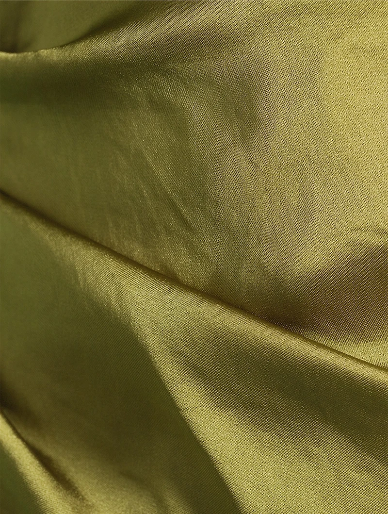 Ruched Crinkled Satin Midi Dress