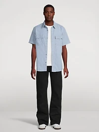 Short-Sleeve Relaxed Western Shirt Striped Print