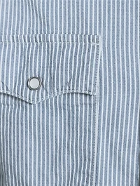 Short-Sleeve Relaxed Western Shirt Striped Print