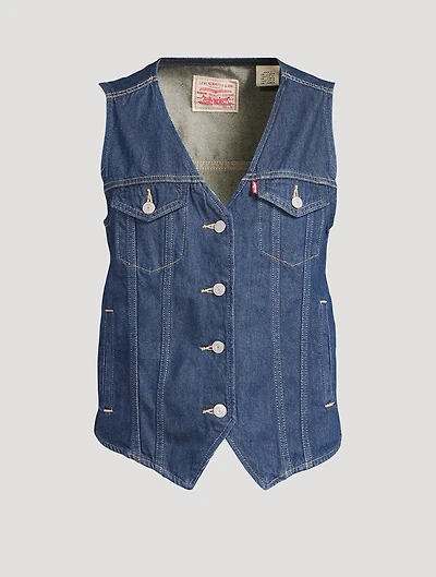 Loose-Fit Denim Vest