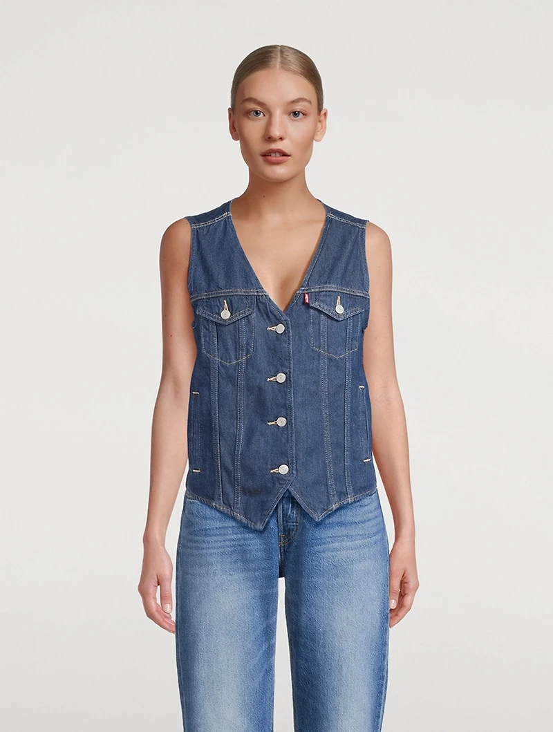 Loose-Fit Denim Vest