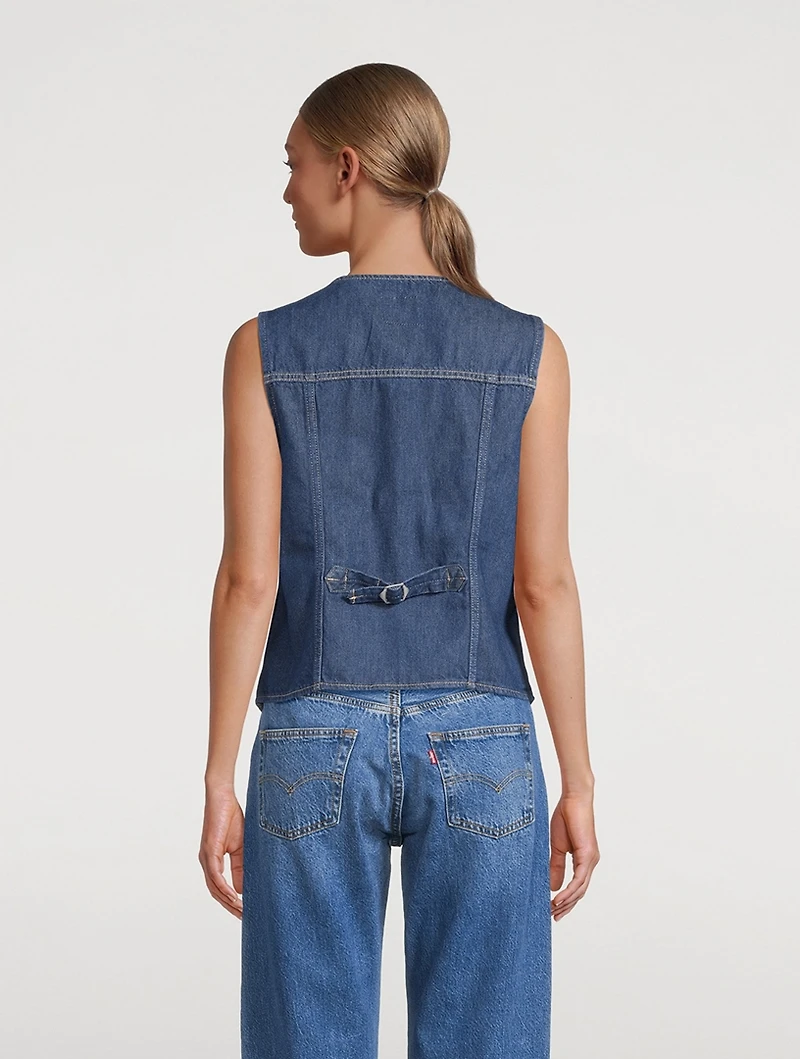 Loose-Fit Denim Vest