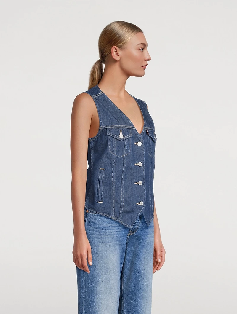 Loose-Fit Denim Vest