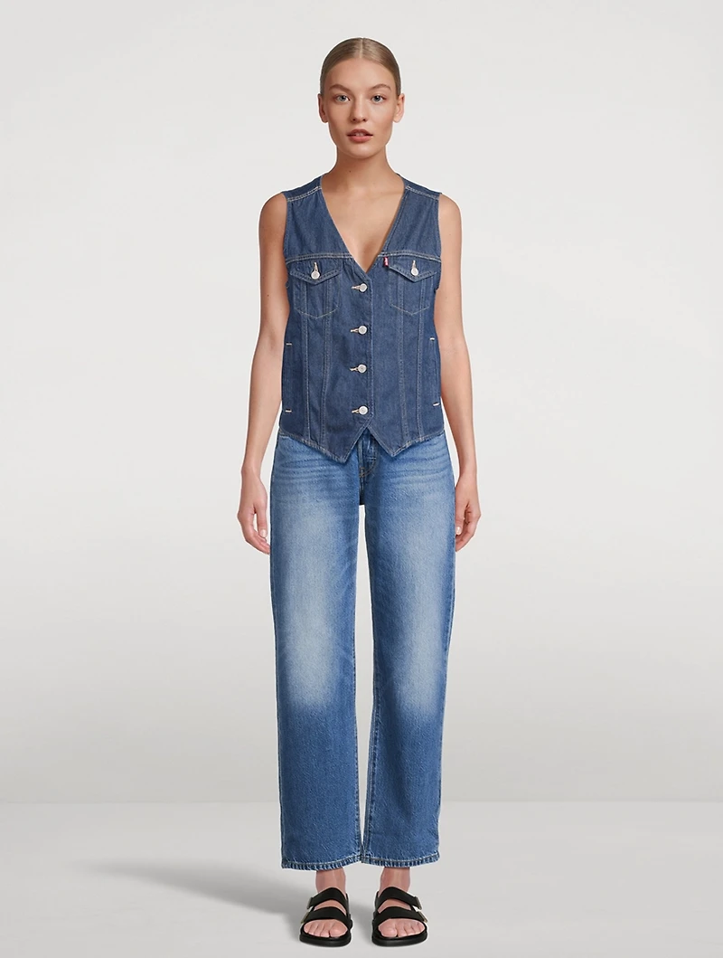 Loose-Fit Denim Vest
