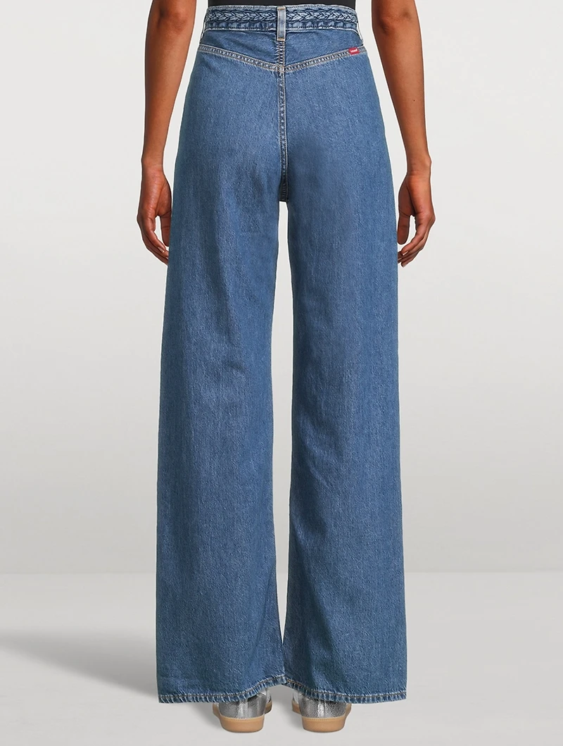 Ribcage Braided Wide-Leg Jeans