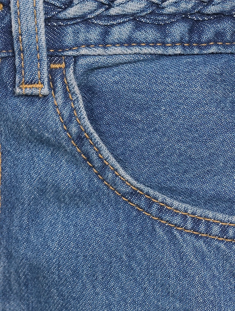Ribcage Braided Wide-Leg Jeans