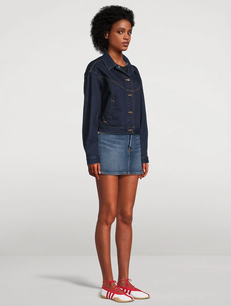 90s Western Shrunken Denim Trucker Jacket