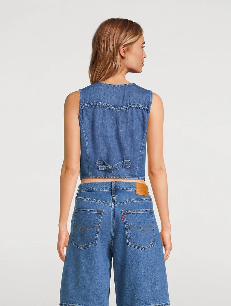 Braided Denim Vest