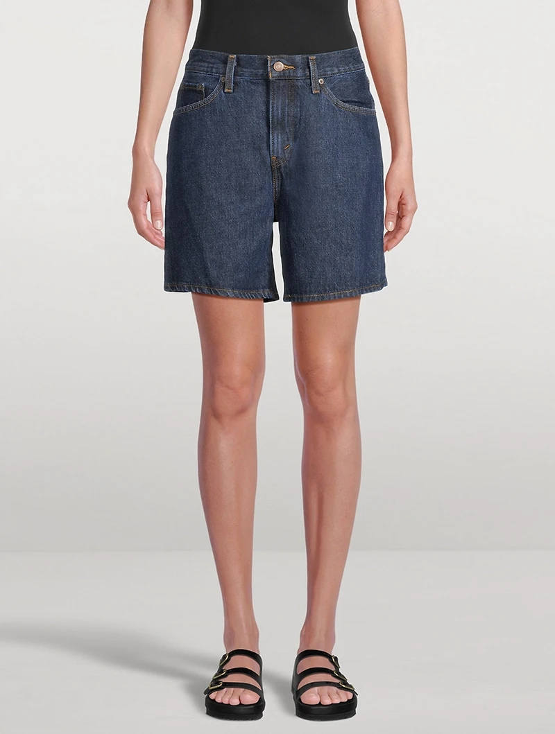 High-Rise Baggy Denim Shorts