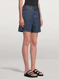 High-Rise Baggy Denim Shorts
