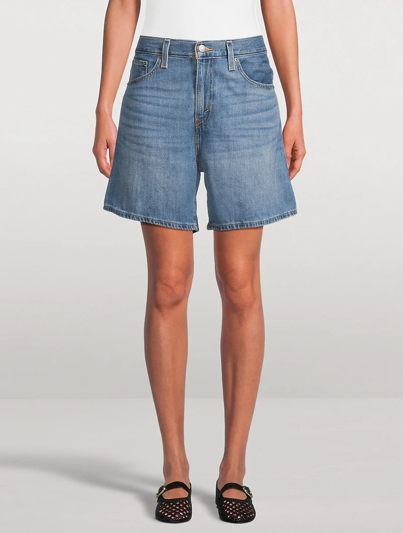 High-Rise Baggy Denim Shorts