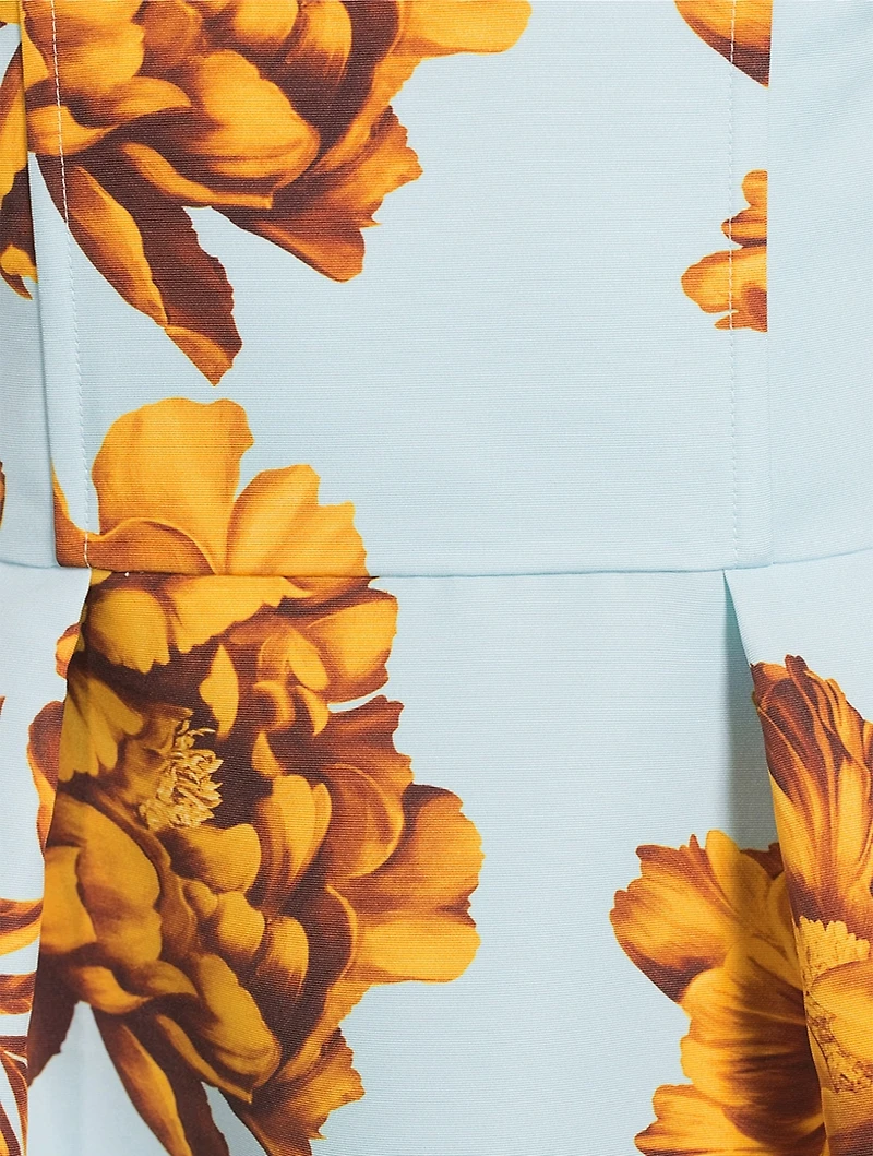 Faille Midi Dress Peony Print