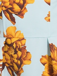 Faille Midi Dress Peony Print