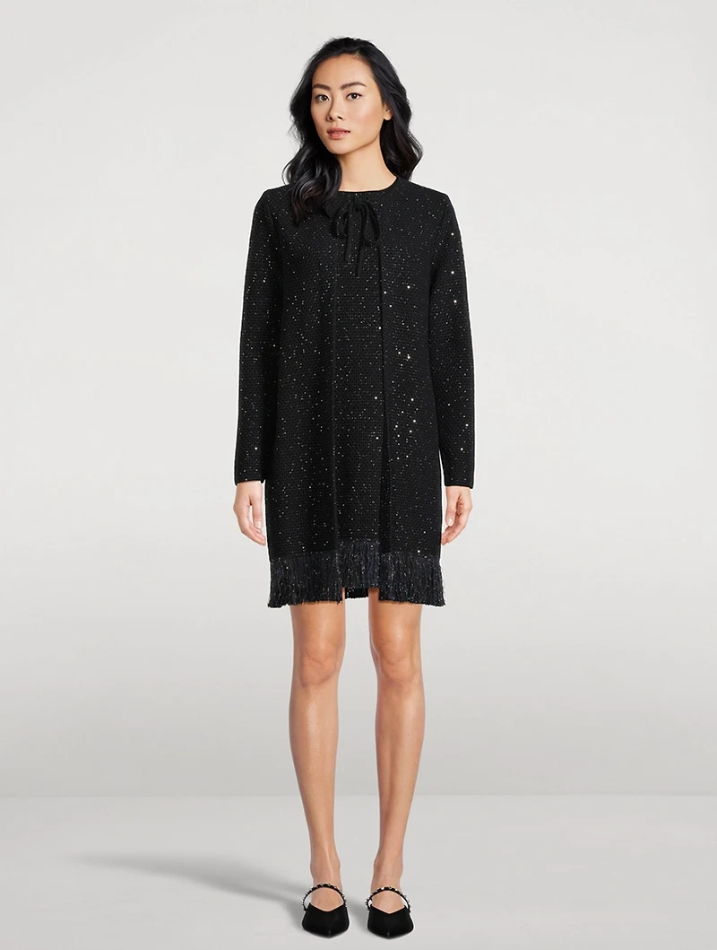 Embellished Tweed Mini Dress
