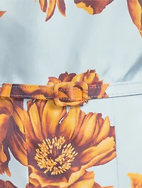 One-Shoulder Silk Twill Midi Dress Peony Print