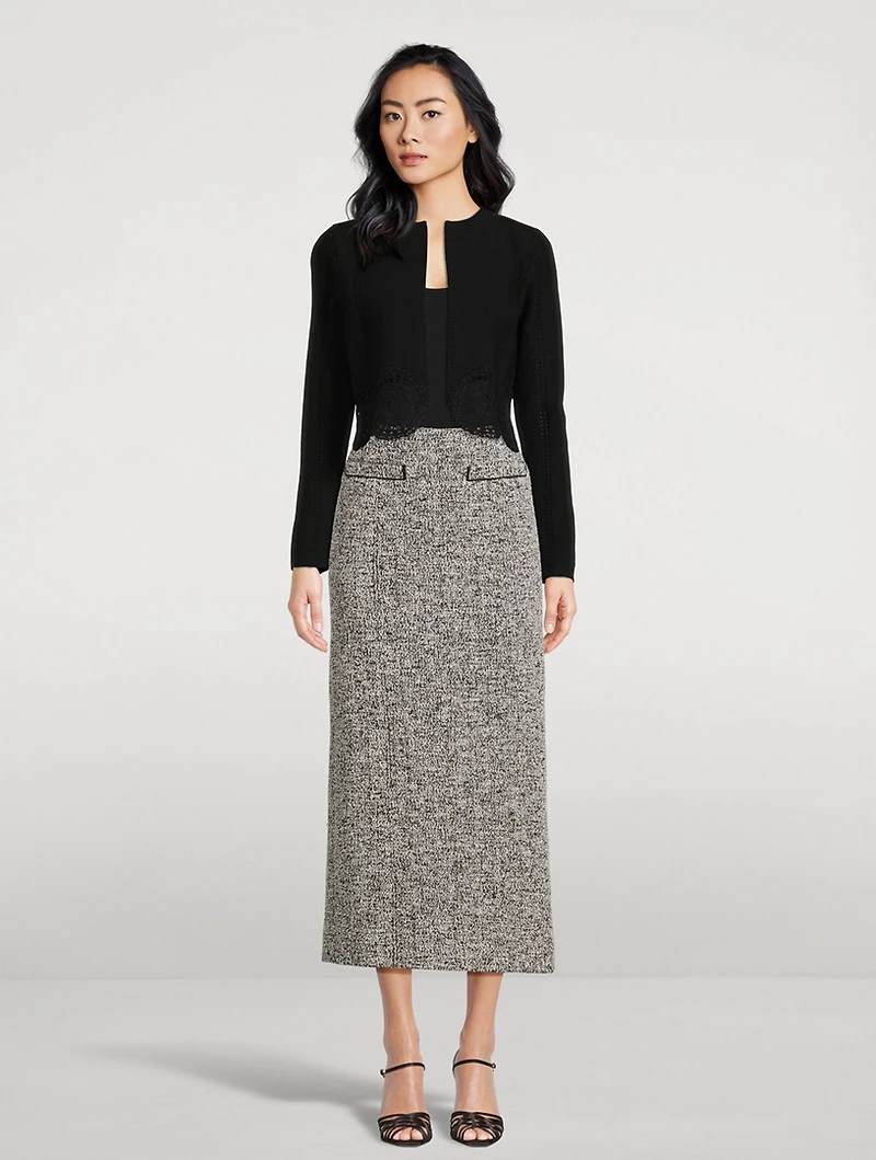 Bouclé Tweed Pencil Skirt