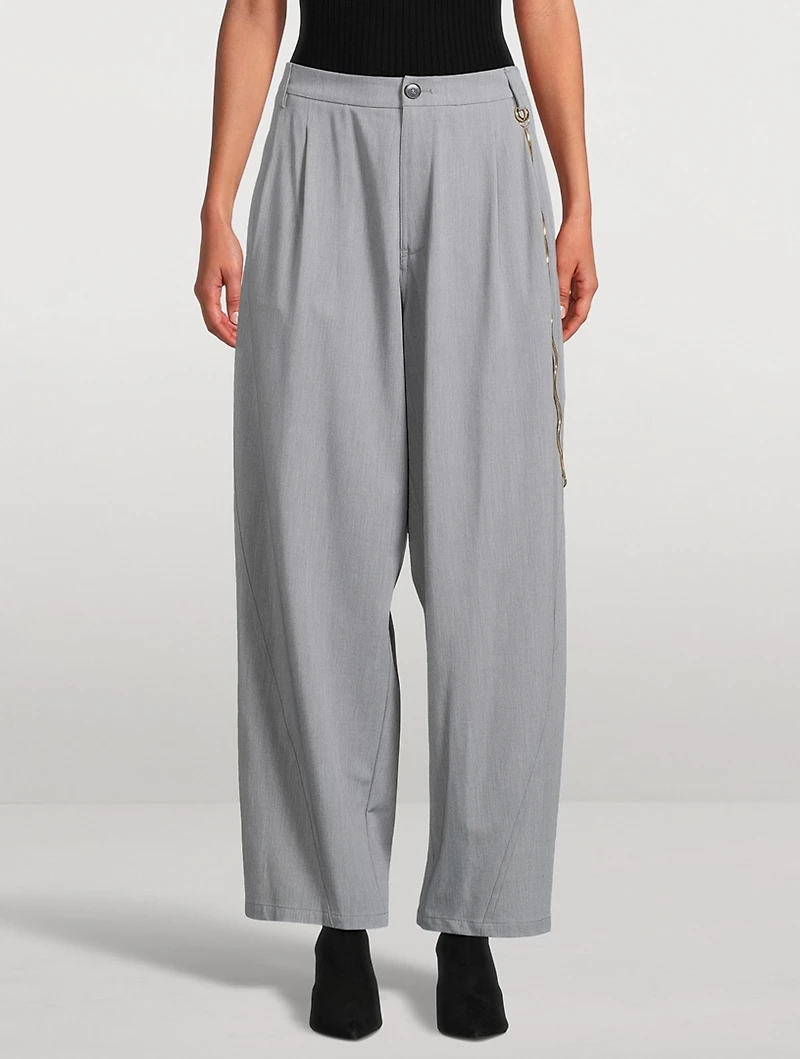 Phebe Wide-Leg Pants With Wallet Chain