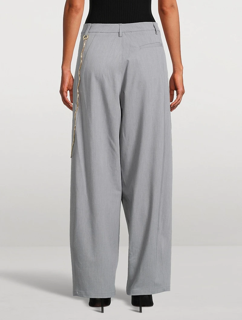 Phebe Wide-Leg Pants With Wallet Chain
