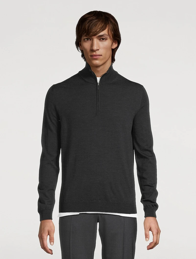 Wool Stretch Quarter-Zip Sweater