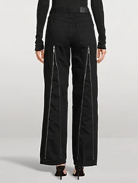 Zipper-Trimmed Straight-Leg Carpenter Jeans