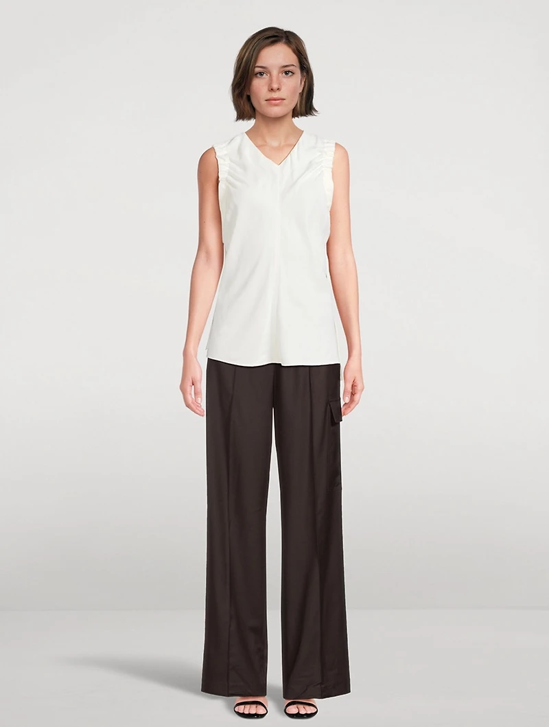 Ruched-Armhole Blouse