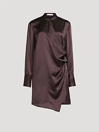 Wrap-Front Silk Shirt Dress