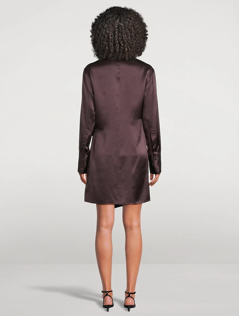 Wrap-Front Silk Shirt Dress