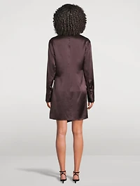 Wrap-Front Silk Shirt Dress