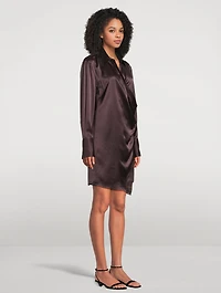 Wrap-Front Silk Shirt Dress
