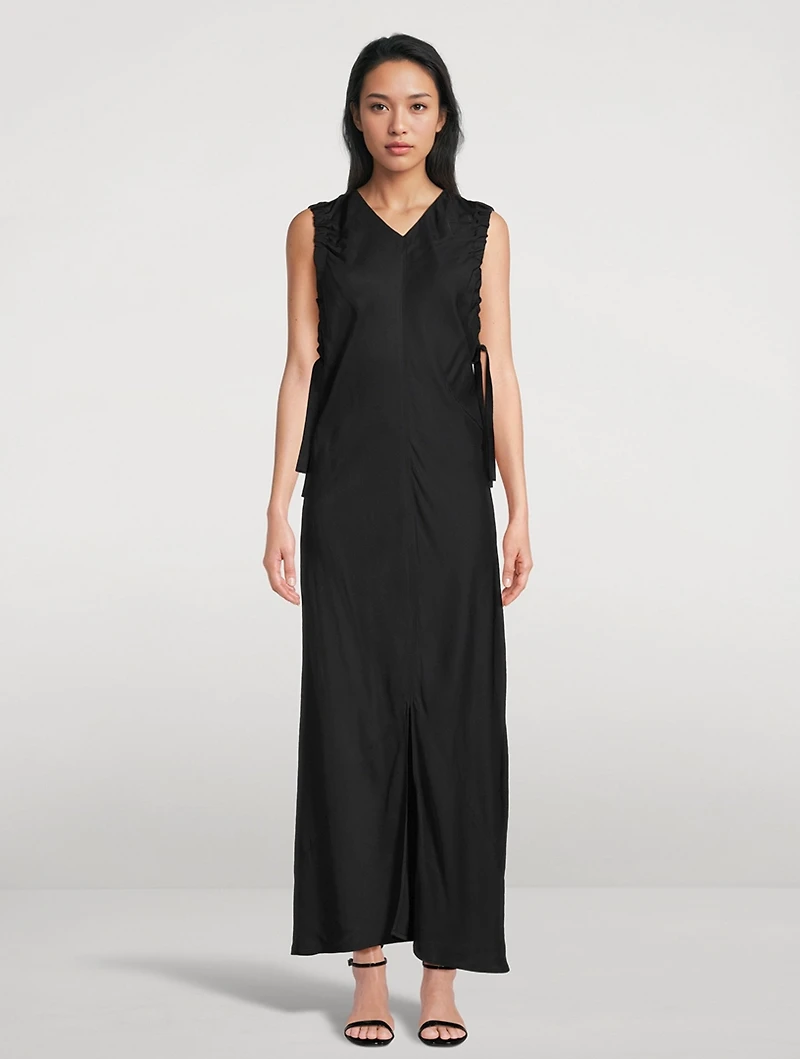 Ruched-Armhole Maxi Dress