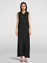 Ruched-Armhole Maxi Dress
