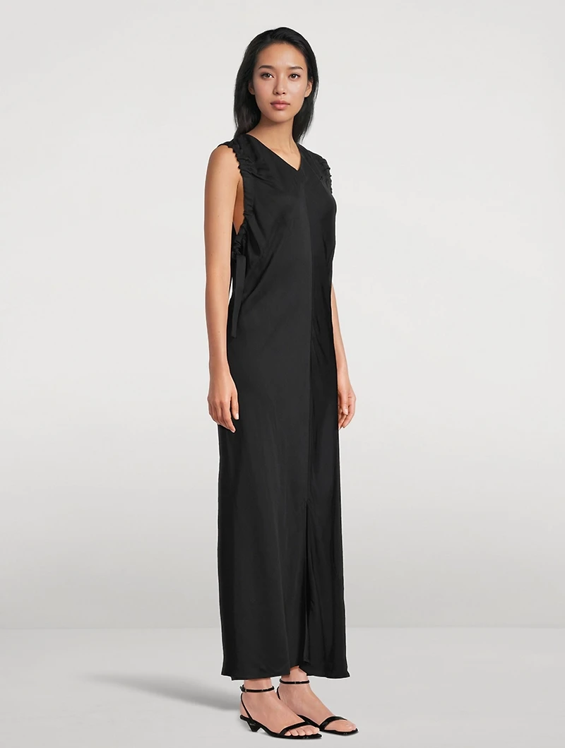 Ruched-Armhole Maxi Dress