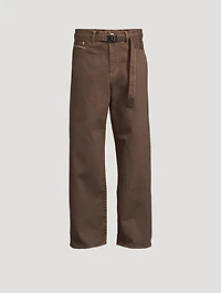 Cotton Straight-Leg Belted Jeans