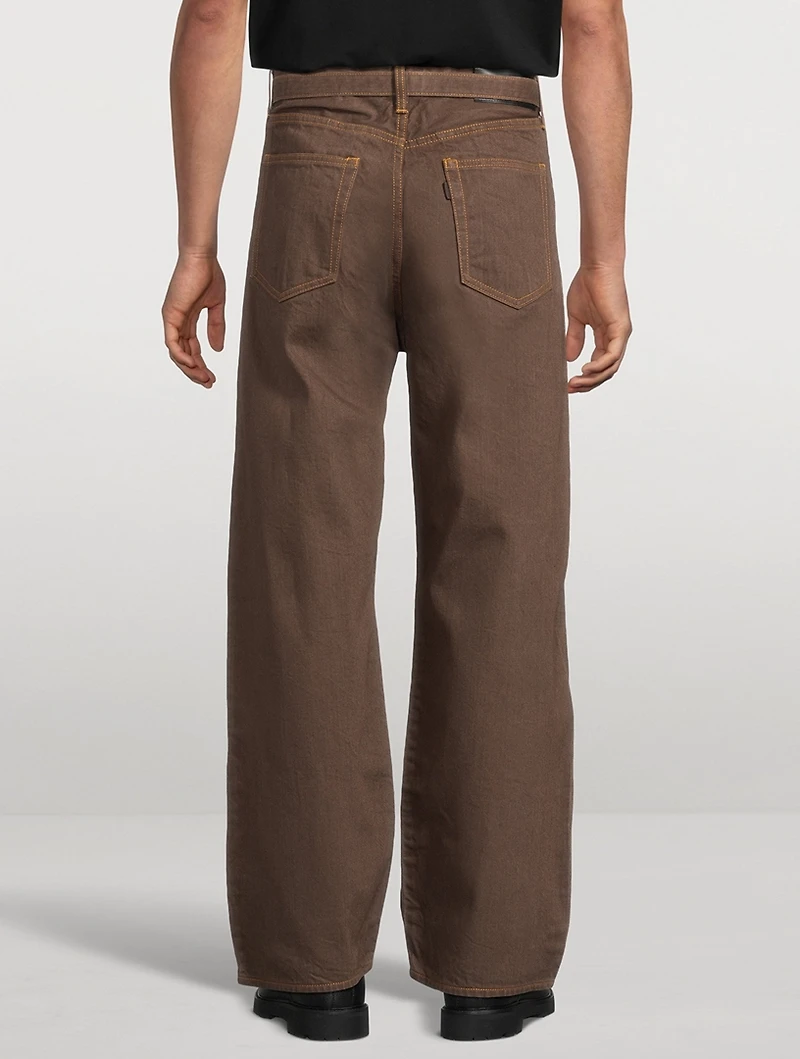 Cotton Straight-Leg Belted Jeans