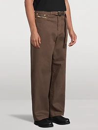 Cotton Straight-Leg Belted Jeans