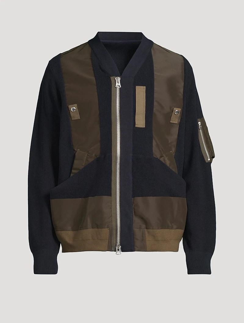 Nylon Twill And Knit Blouson Jacket