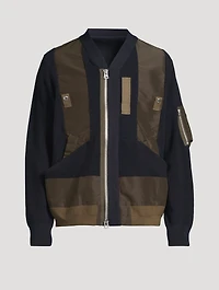 Nylon Twill And Knit Blouson Jacket
