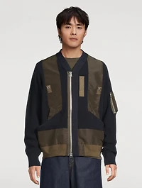 Nylon Twill And Knit Blouson Jacket