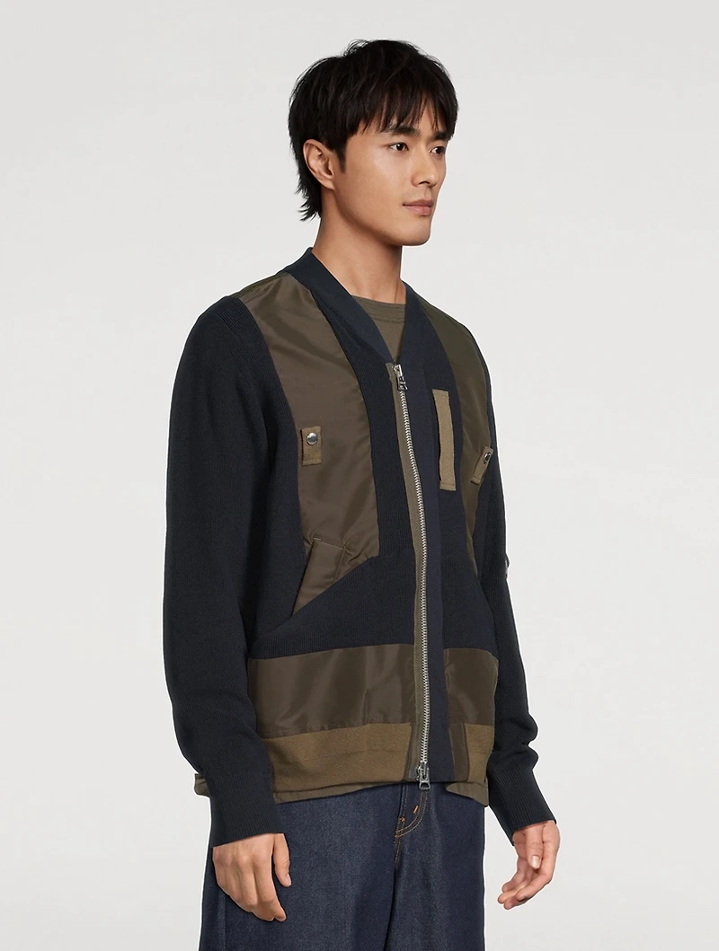 Nylon Twill And Knit Blouson Jacket