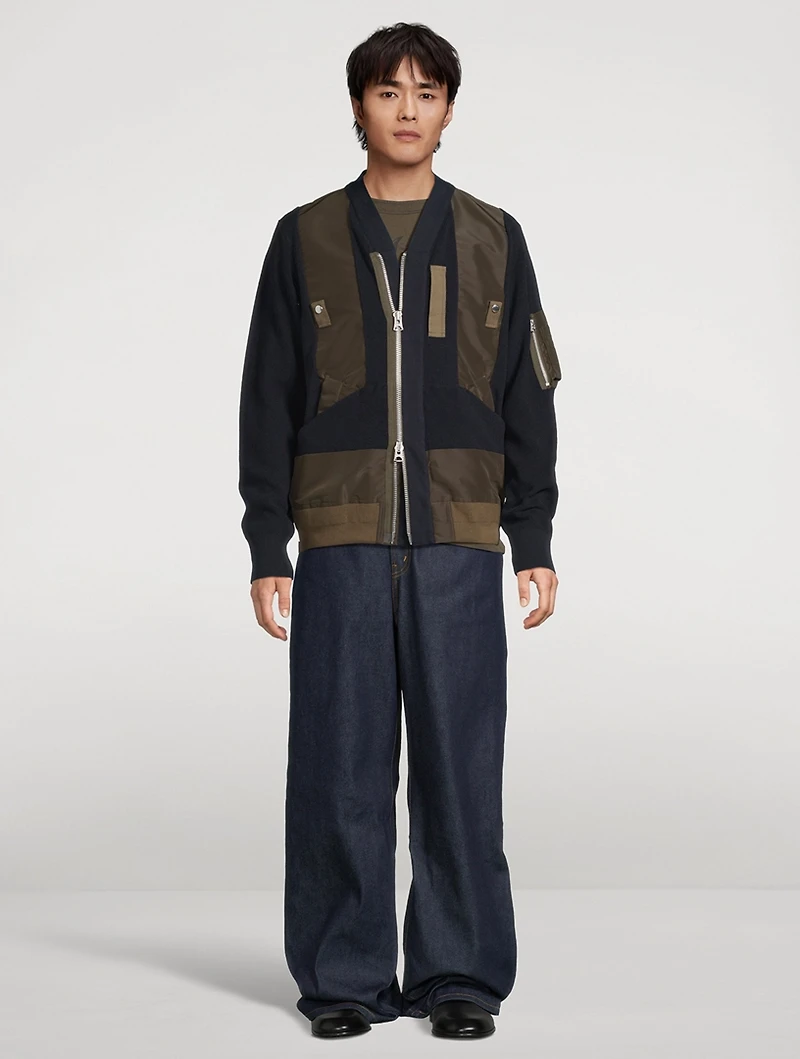 Nylon Twill And Knit Blouson Jacket