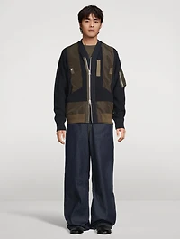 Nylon Twill And Knit Blouson Jacket