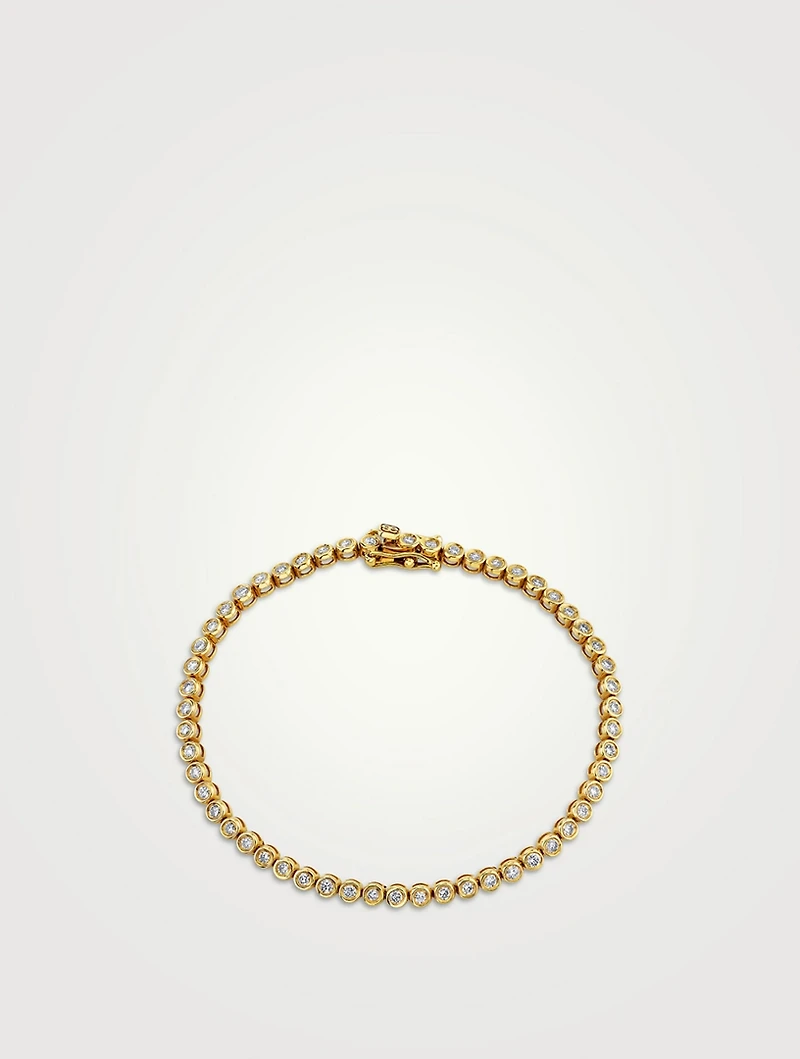 14K Gold Bezel Tennis Bracelet With Diamonds