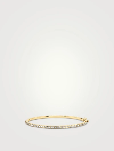 14K Gold Bangle Bracelet With Pavé Diamonds
