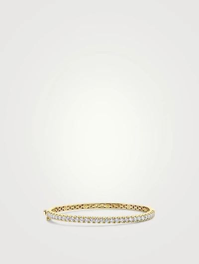 Large 14K Gold Bangle Bracelet With Pavé Diamonds
