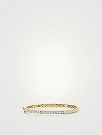 Large 14K Gold Bangle Bracelet With Pavé Diamonds