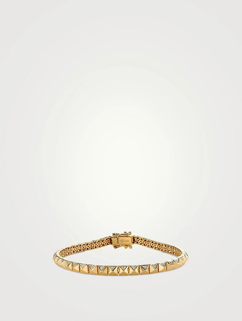14K Gold Pyramid Link Chain Bracelet