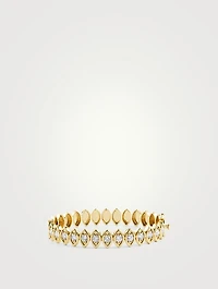 Large 14K Gold Marquise-Eye Bangle Bracelet With Diamonds