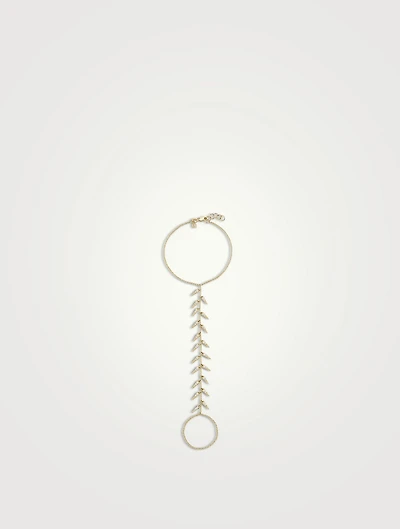 14K Gold Fringe Princess Bracelet Hand Chain With Diamonds