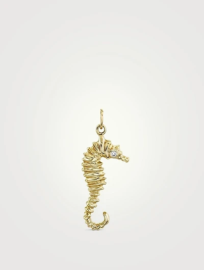 14K Gold Seahorse Charm With Diamonds