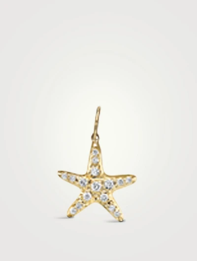 Small 14K Gold Starfish Charm With Diamonds